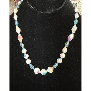 Vintage Vendome Crystal Necklace White & Blue